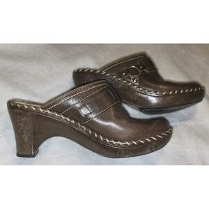 Frye Boots Shoes‎ Mules Womens Leather Slip On Cone Heel Brown Size 9 M